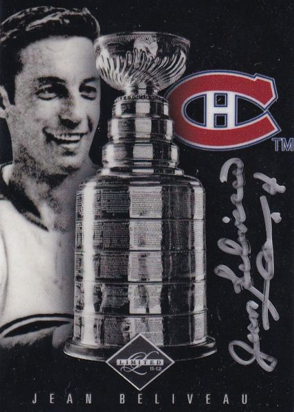 AUTO karta JEAN BELIVEAU 11-12 Limited Stanley Cup Winners Signatures /99